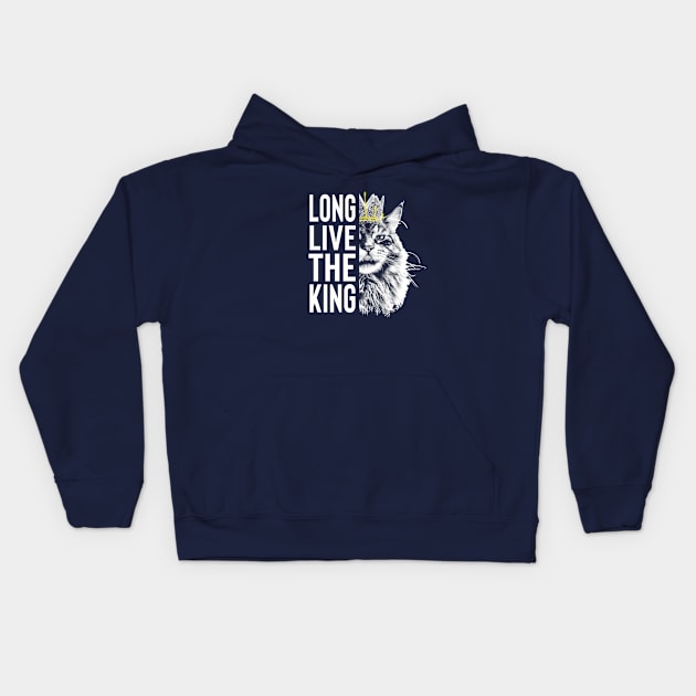 Long Live The King - Maine Coon Cat Face with Graffiti Crown and Text Kids Hoodie by VoidCrow